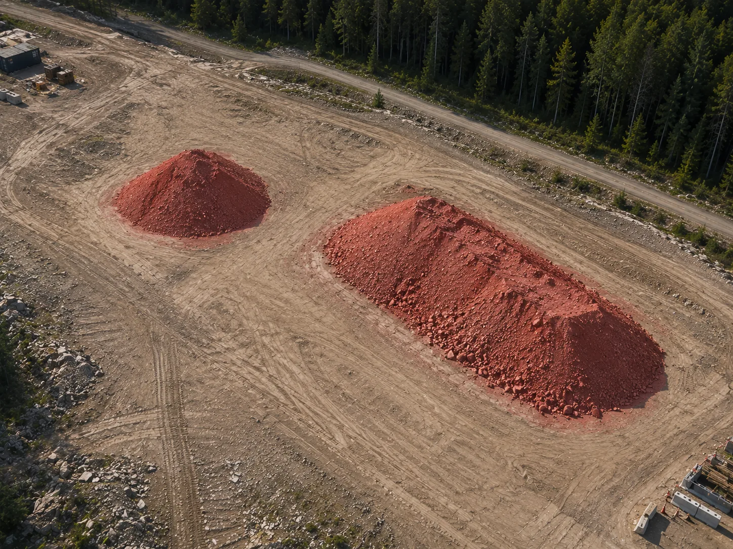 Stockpile volume measurement showing cut/fill overlay