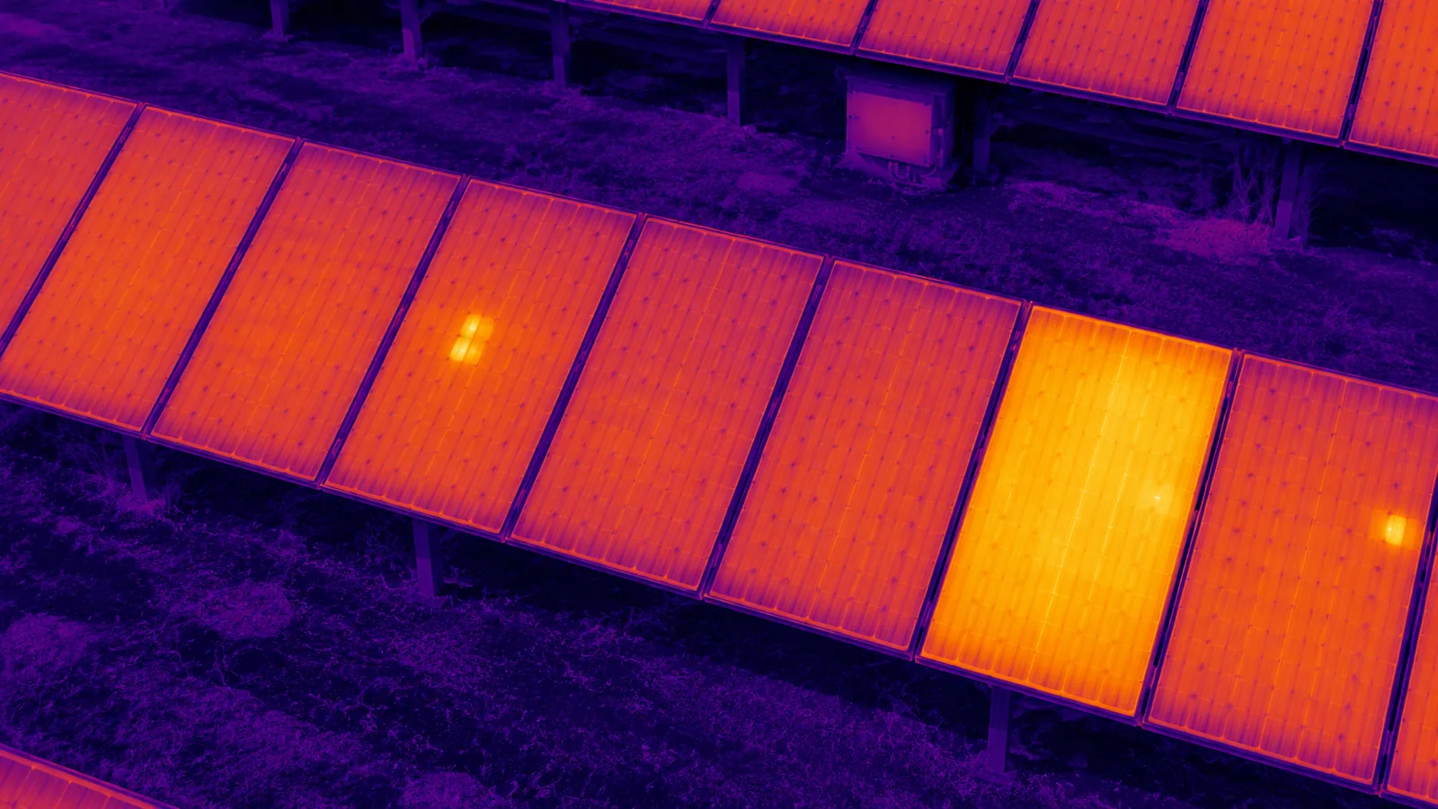 Thermal infrared image of a PV solar array with hot-spot fault detection